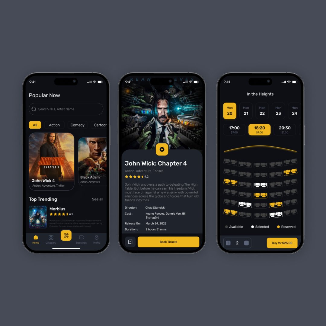 rajesh_uiux's tweet photo. Movie Ticket Booking Mobile App Design

Dribble: https://t.co/lX8QzHoDfv

Email: uiuxocean@gmail.com

#MovieTicketBookingApp
#UIUXDesign
#MobileDesign
#MovieTickets
#CinemaExperience
#MovieSelection
#ShowtimeBooking
#SeatSelection
#PaymentProcess
#RewardsProgram
#SnackPreOrder https://t.co/g5dnCjDc7R