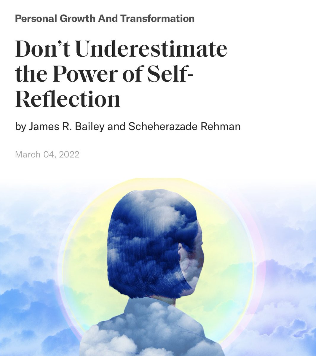 JohnRDallasJr's tweet image. #SelfReflection is an act of essentialism. As you name elements of YOUR #EssentialSelf, use #metacognition to elevate to higher-order thinking your thinking about yourself. Learned thinking skills empower your mind to codify essentials for you to flourish. hbr.org/2022/03/dont-u…