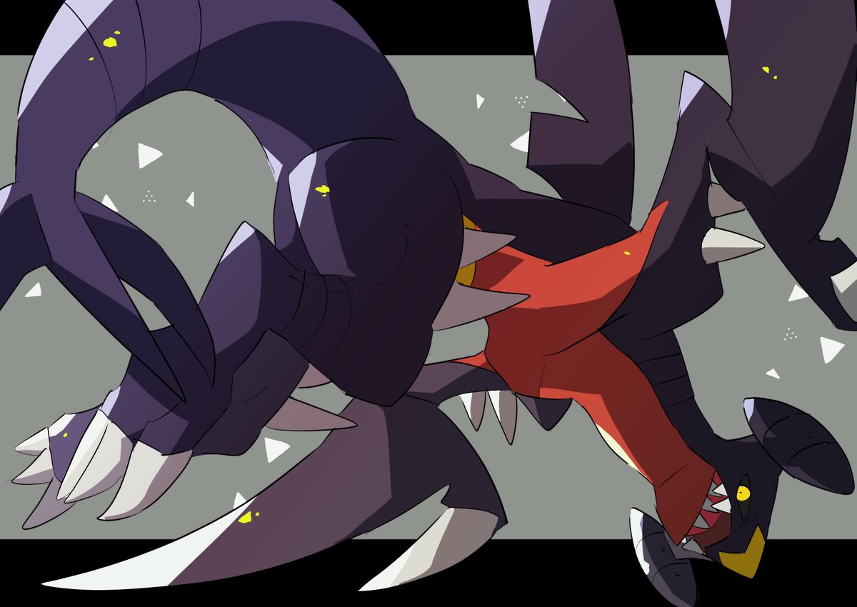 garchomp no humans pokemon (creature) open mouth colored sclera black sclera letterboxed sharp teeth  illustration images