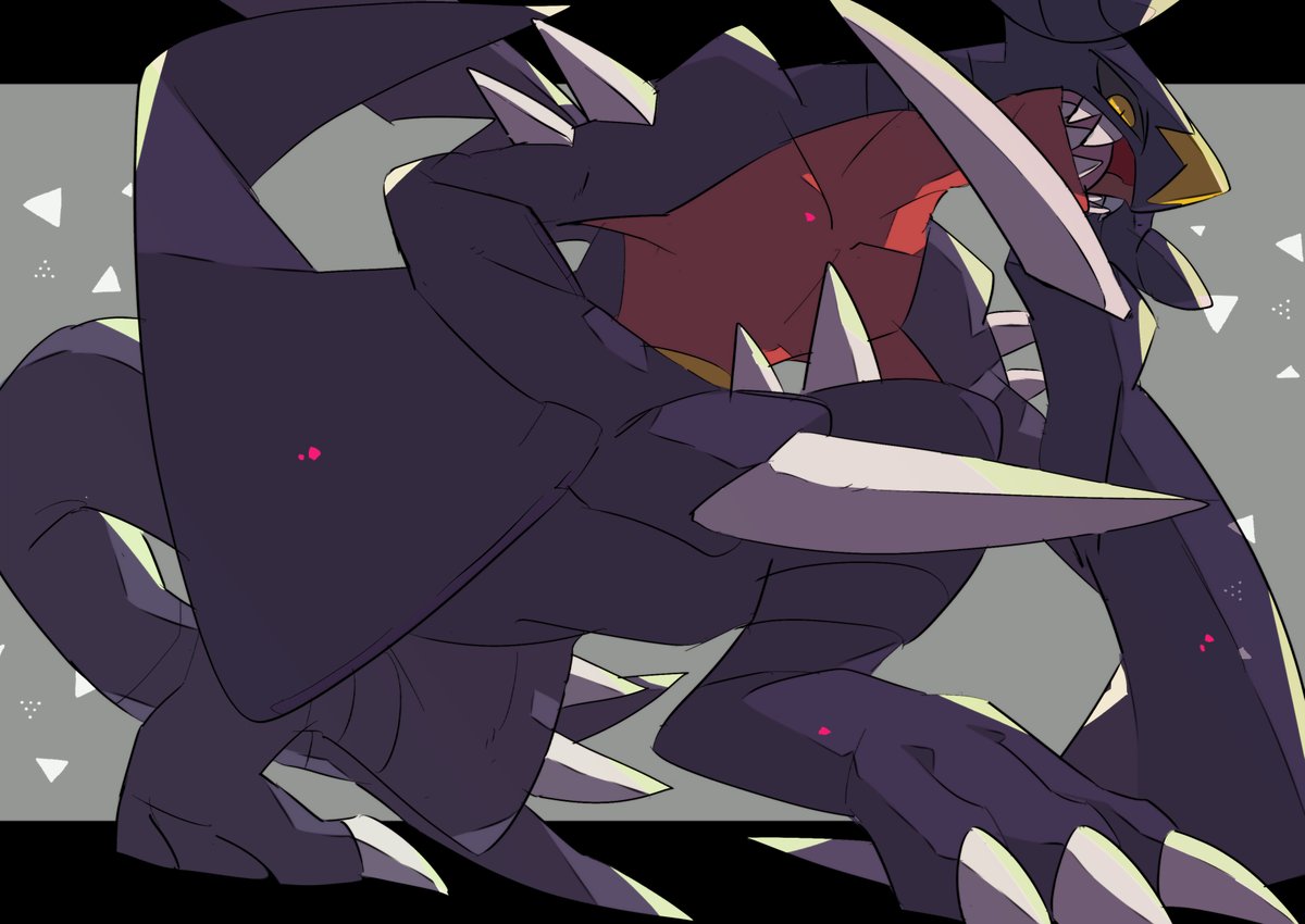 garchomp no humans pokemon (creature) open mouth colored sclera black sclera letterboxed sharp teeth  illustration images