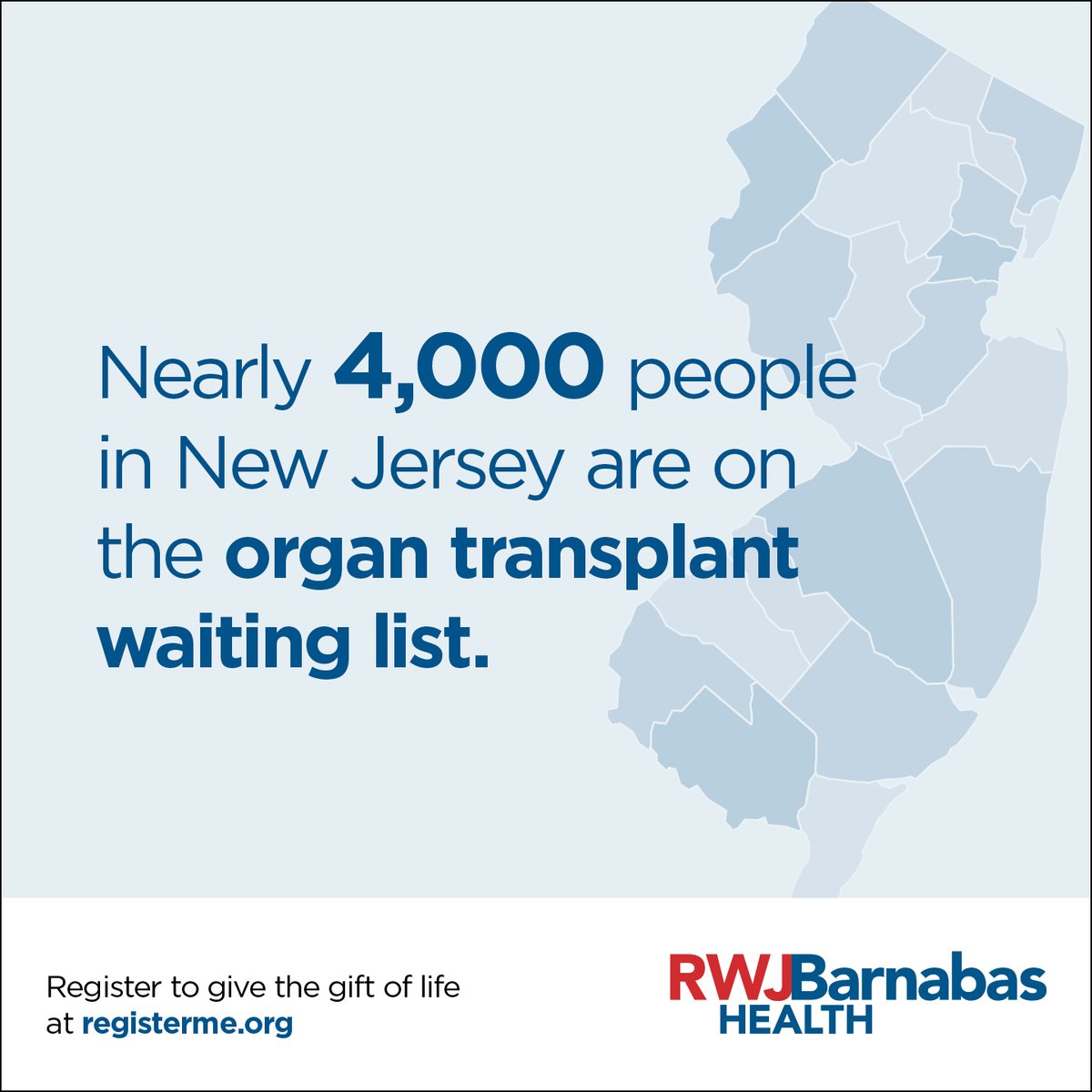 RWJSomerset's tweet photo. On this last day of #DonateLifeMonth, take a moment to register to give the gift of life. There are thousands of individuals waiting for transplants.
Registration is easy, go to https://t.co/5ehbNWUQcV
#DonateLife #transplant #NJSharingNetwork
#LetsBeHealthyTogether https://t.co/XifYpTrhnW