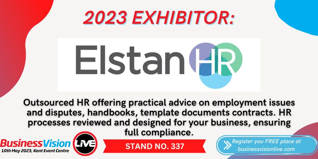 Visit Elstan HR Ltd. to get a  one-off discount on their 123 service - only available to Kent Business Vision Live 2023 attendees and a prize draw! #BizVisionLIVE