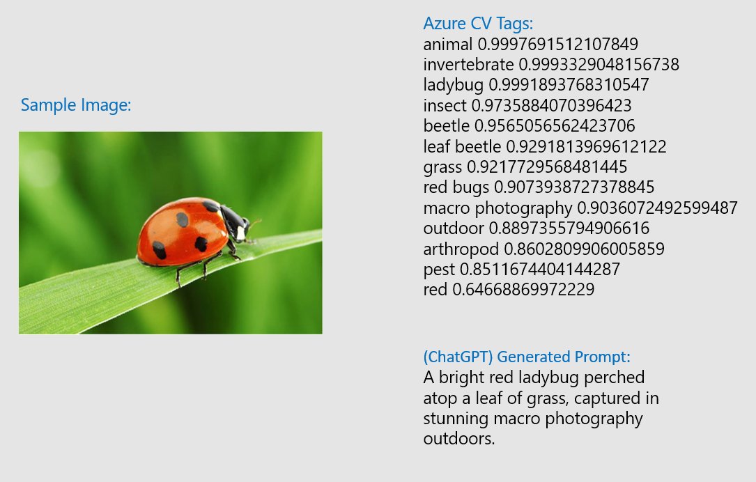 forensicmike1's tweet image. I find #minigpt4 fascinating. I experimented with @Azure #ComputerVision + #ChatGPT. Pass an input image to AzureCV, get the list of tags and probabilities, then prompt ChatGPT to give me a stable diffusion-esque prompt based on those tags. It worked better than I expected!
