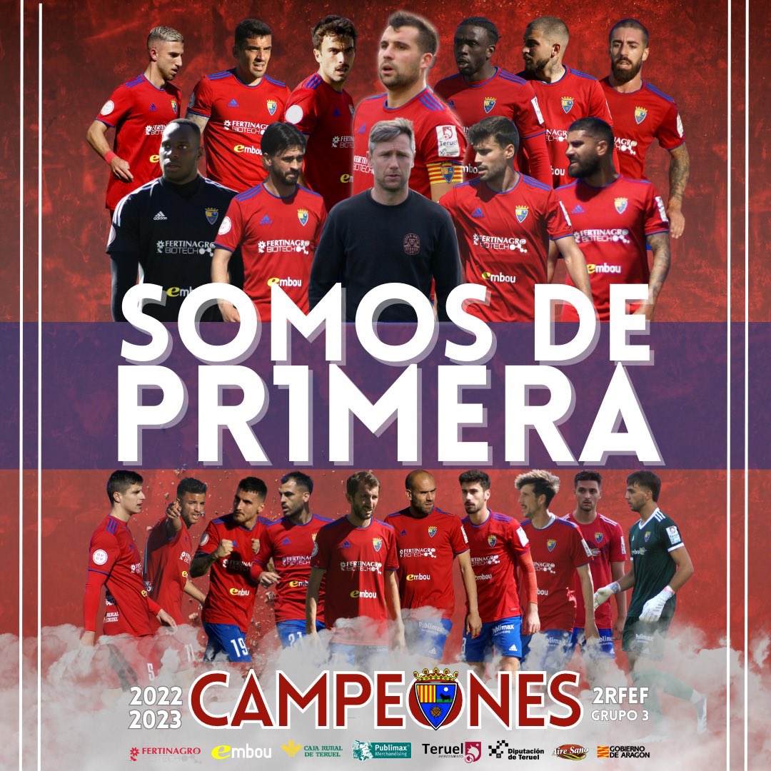 ❤️💙❤️💙❤️💙❤️💙
¡𝐒𝐎𝐌𝐎𝐒 𝐃𝐄 𝐏𝐑𝟏𝐌𝐄𝐑𝐀!
❤️💙❤️💙❤️💙❤️💙

El <a href="/TeruelCd/">Club Deportivo Teruel</a>, CAMPEÓN DEL GRUPO 3 de SEGUNDA RFEF Y NUEVO EQUIPO DE LA PRIMERA RFEF.

¡𝒯𝑒 𝓆𝓊𝒾𝑒𝓇𝑜 𝒯𝑒𝓇𝓊𝑒𝓁!
