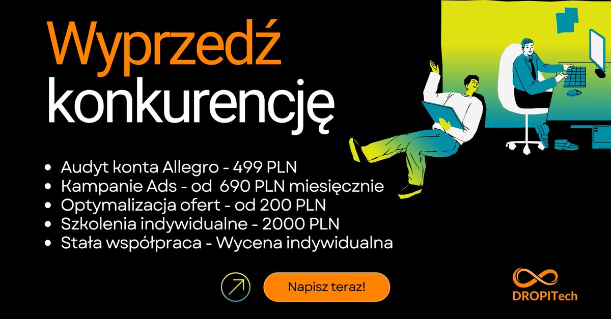 DROPItech's tweet image. 📢🛍️💰 Masz konto na Allegro, ale nie wiesz jak je zoptymalizować i zwiększyć sprzedaż? 🤔💡 My możemy Ci w tym pomóc! 💪🏻💻

dropitech.pl/#Kontakt

#allegro #kampanieads #optymalizacjaofert #szkoleniaindywidualne #współpraca #ecommerce #dropitech