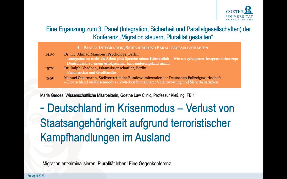 Frau Schröter, warum haben Sie mich nicht eingeladen? Ich hab stattdessen bei der Gegenkonferenz vom <a href="/astafrankfurt/">AStA Uni Frankfurt</a> das 3. Schröter-Panel mit einem Perspektivwechsel ergänzt - it was a pleasure!