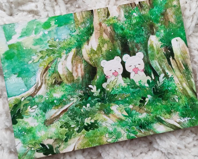 ATC(64x89mm)/アクリル/マーメイドボード 「もぐもぐ」  #nanao_mayu #ATCつくりました