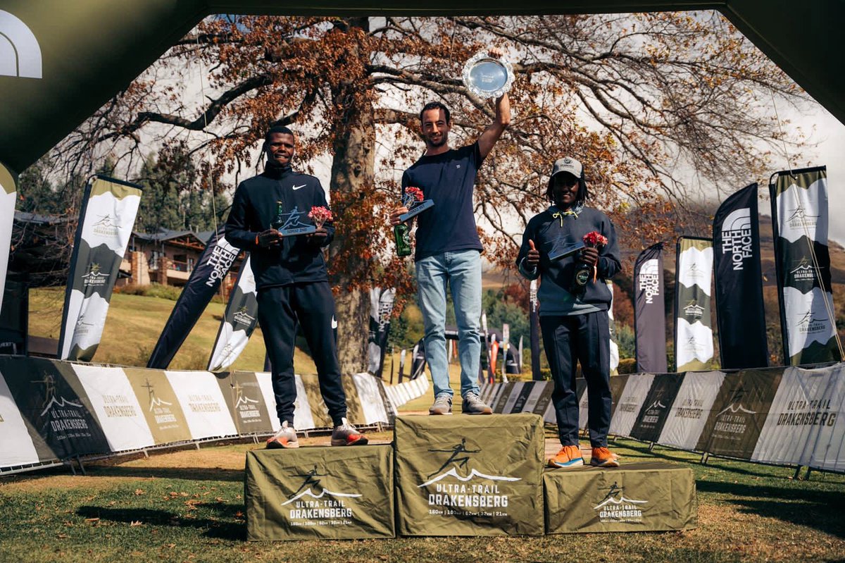 The 2023 #SDR32 men’s podium! 💥

🥇Jacques du Plessis🇿🇦02:57:45
🥈Bongukwanda Dlamini 🇿🇦02:59:00
🥉Mvuyisi Gcogco 🇿🇦03:00:17

#UltraTrailDrakensberg 
#UTD2023