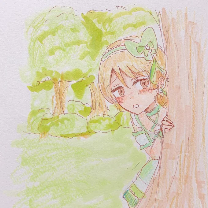 #フォロワーさんからリプで送られてきたデレステのスクショを自分の絵柄で描く