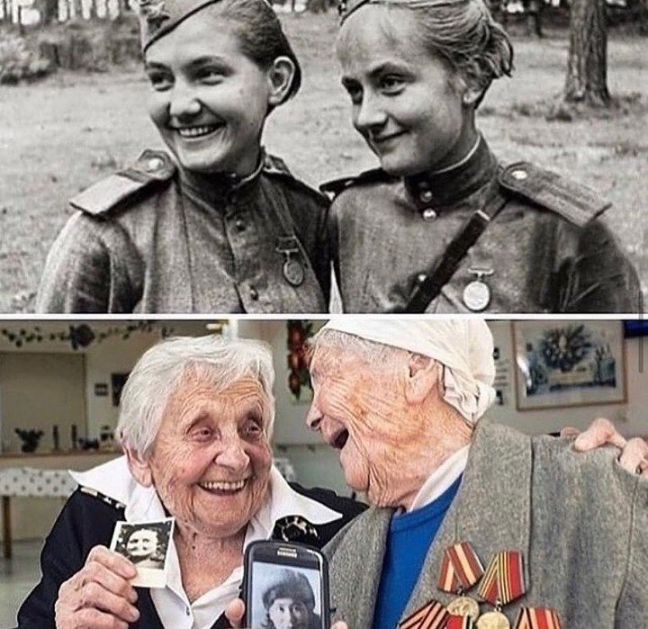 ThenvsNowPic1's tweet photo. Best friends since WW2. https://t.co/9uRg26GIgz