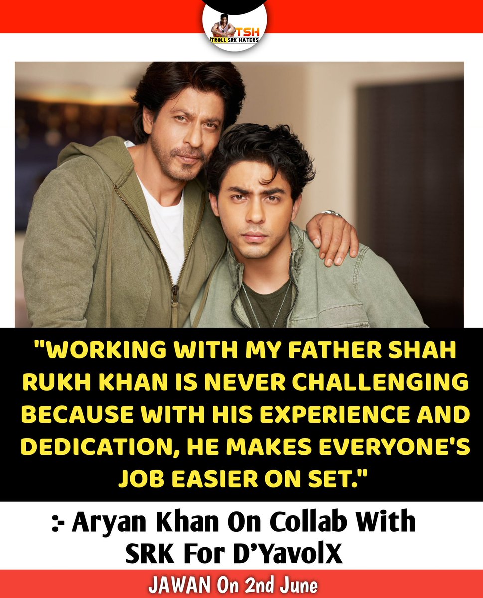 trollsrkhaters5's tweet image. Aryan Khan On his collaboration with SRK for @dyavol.x