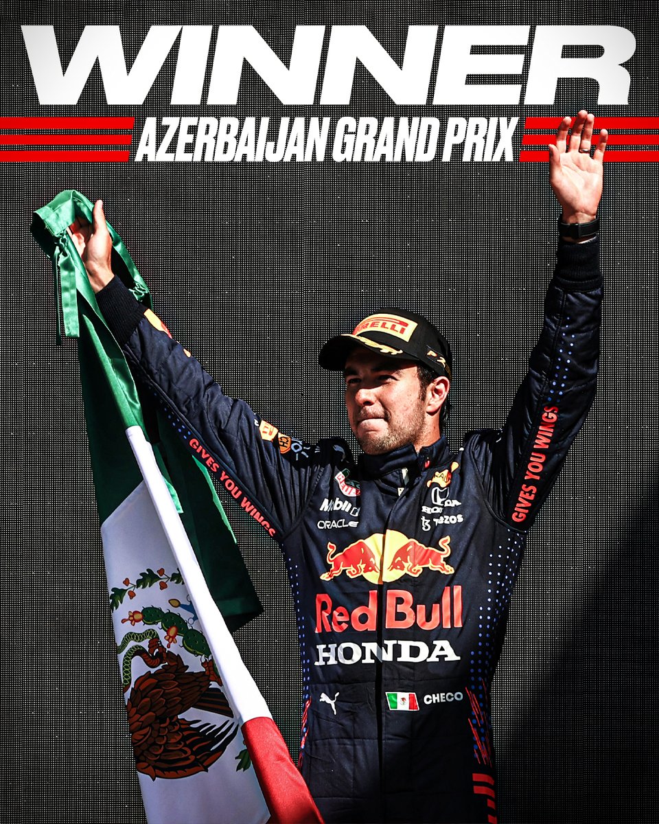 ESPNF1's tweet photo. Sergio Perez becomes the first driver to win multiple races in Baku 🍾

Curse broken 🤝 https://t.co/NbMmWaMMYO