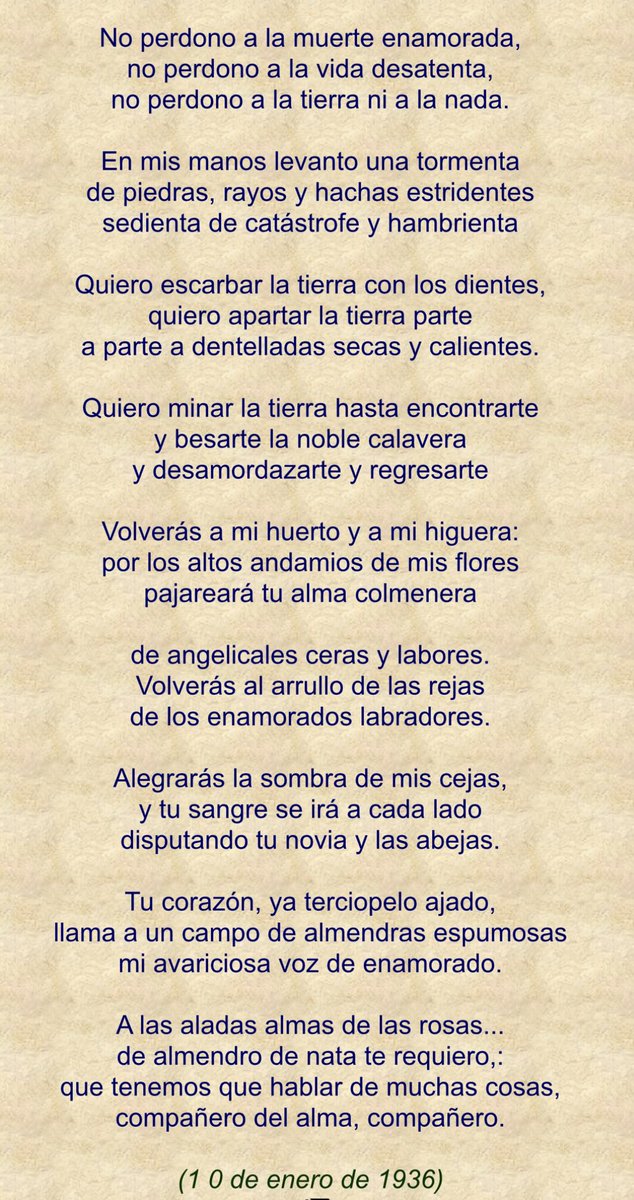 VioKayla's tweet photo. @psisuki Casi diría que a Miguel Hernández le dio mas ansiedad la muerte de su amigo Ramón que la suya propia. Yo me quedo con esta elegía: https://t.co/tJCE7g4Wh3
