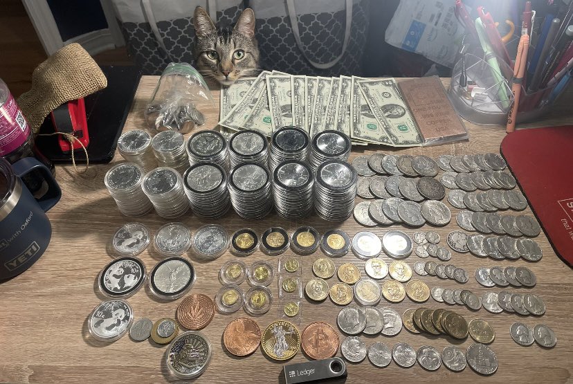 We got a friendly little face in this stack lol 😂.   Awesome job more silver and gold taken of the market 🤩😉👍. #silver #Gold #silvergoldprice #silverprice #goodprice #Silverback #SilverSqueeze #investing #InvestInGold