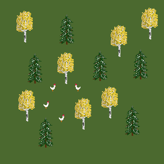 Burnrate_Dev's tweet photo. @hippowombat They are having a secret meeting in the pixel forest.  I feel like it doesn't look too awful without any kind of borders on any sprites. https://t.co/jF5hF79sJ7