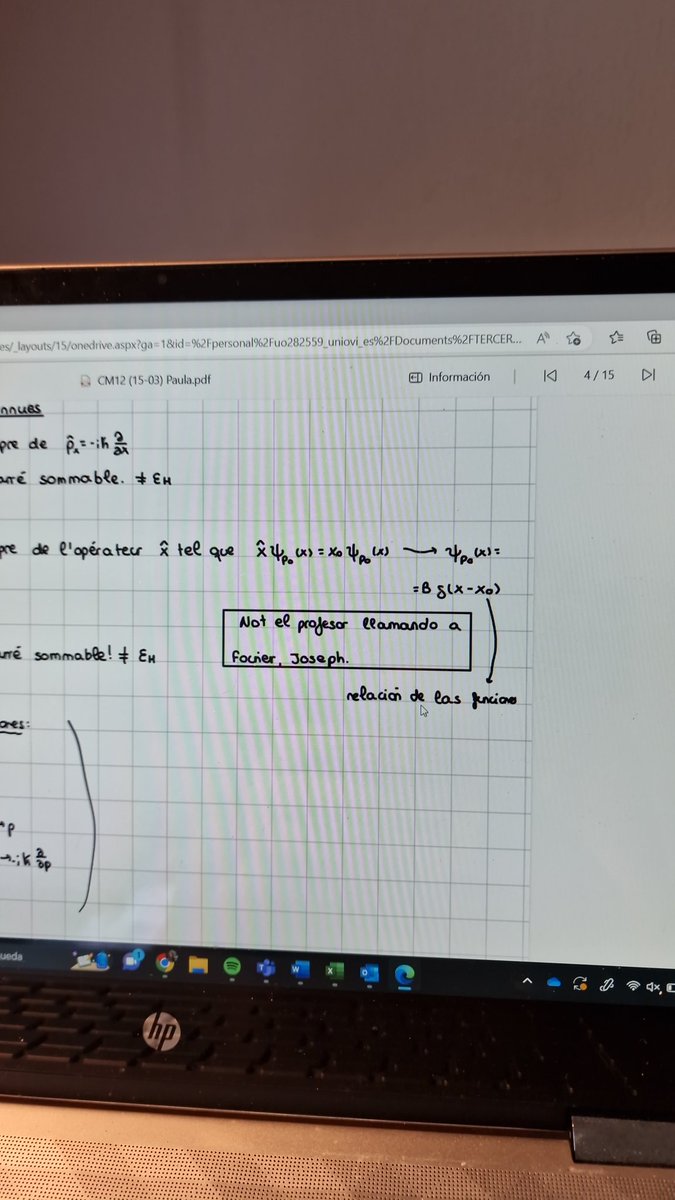 Mis anotaciones favoritas en apuntes:

- <a href="/paulagranda6/">Paula Granda</a> especificando que el profesor llama a Fourier "nuestro gran amigo Joseph".

- El de subatómica animándonos a esquiar por un bosque para visualizar conceptos de coeficientes de atenuación.

Simplemente Erasmus en Grenoble.