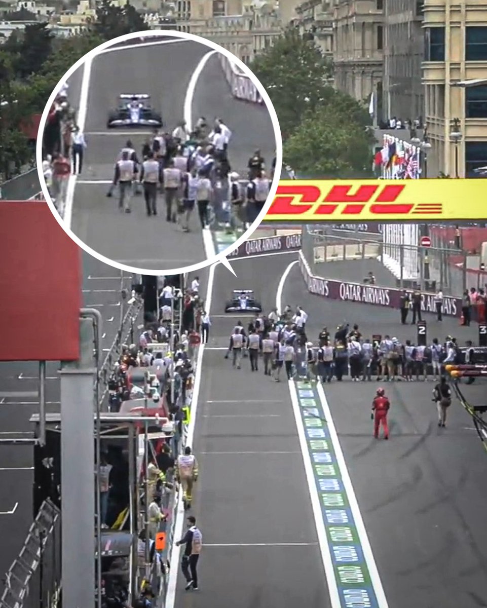 ESPNF1's tweet photo. Terrifying scenes at the end of the race as Ocon comes to pit while there are media personnel in his way 😳 https://t.co/acL7GfXvuj