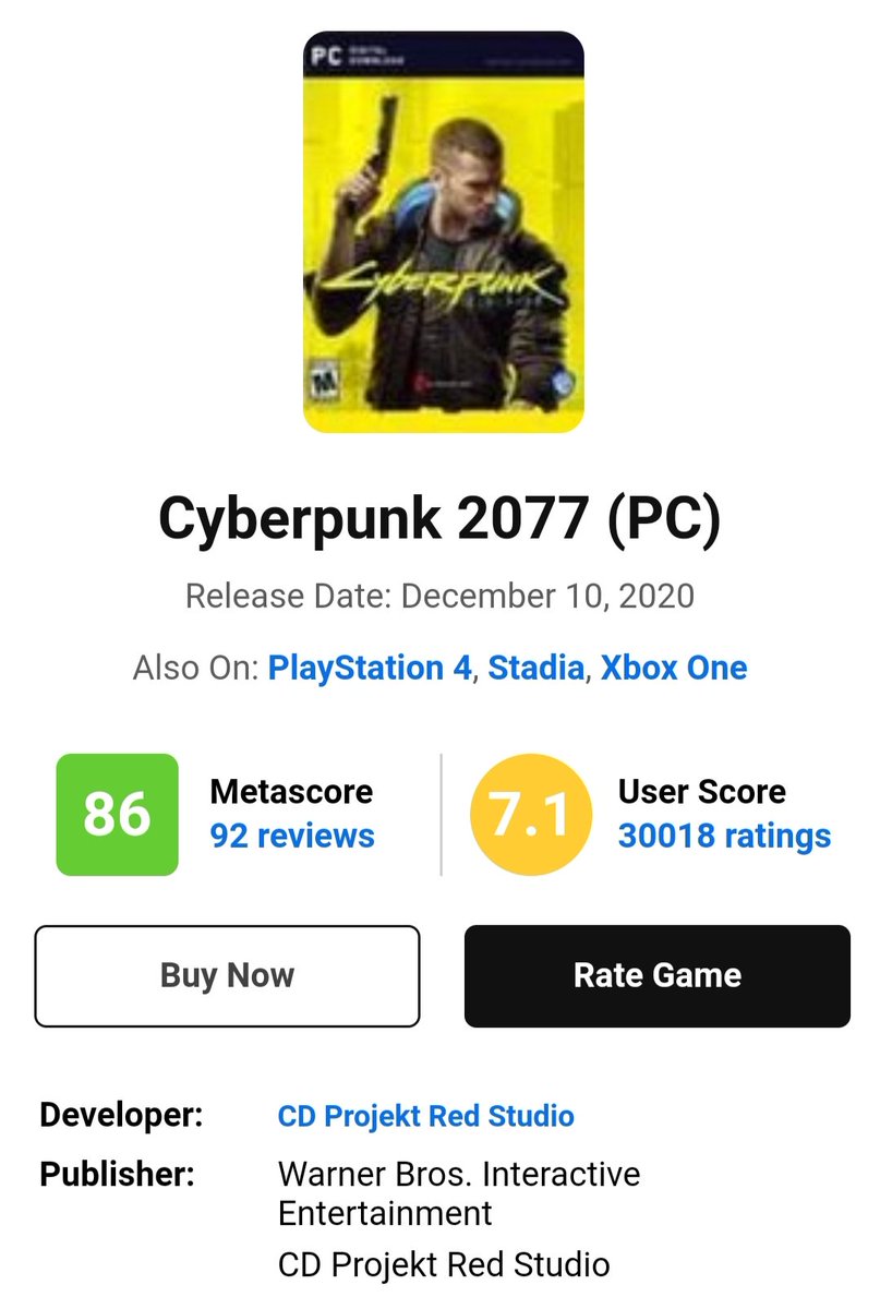 Cyberpunk2121's tweet photo. @PaulTassi @Forbes Star Wars Jedi: Survivor PC user and critics reviews vs Cyberpunk 2077 PC user and critics reviews:
@PaulTassi https://t.co/sbuBwLDBNP