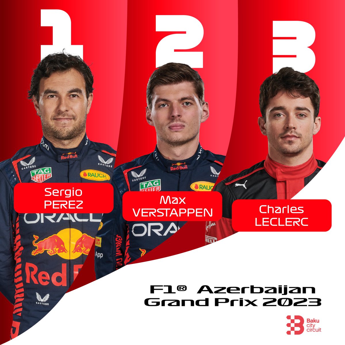 Baku City Circuit (@BakuCityCircuit) on Twitter photo 2023-04-30 12:47:06 1β£ @SChecoPerez 2β£ @Max33Verstappen 3β£ @Charles_Leclerc Your champions and our #AzerbaijanGP Podium! π #F1 1β£ @SChecoPerez 2β£ @Max33Verstappen 3β£ @Charles_Leclerc Your champions and our #AzerbaijanGP Podium! π #F1