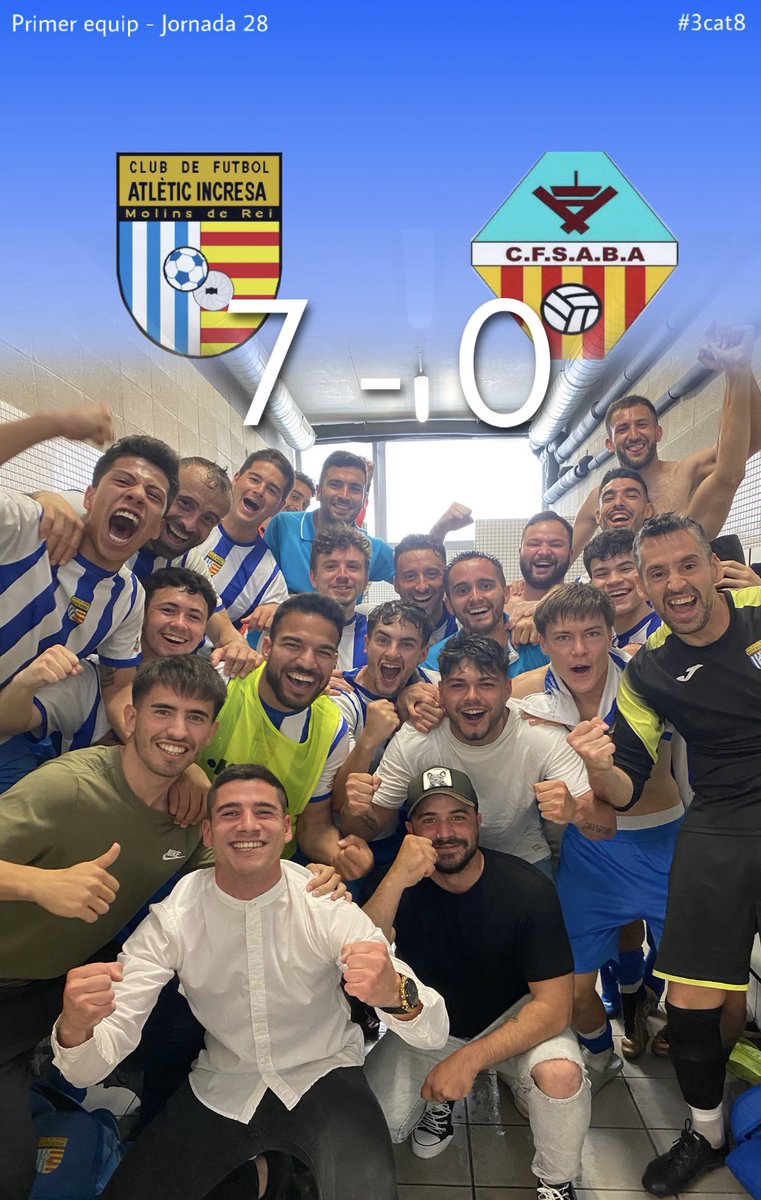 Primer equip | Jornada 28

+3!!! Victòria contundent davant un rival directe. El partit s’ha suspès al minut 70. 

#Sisasisa #SentimentIncresa #3cat8