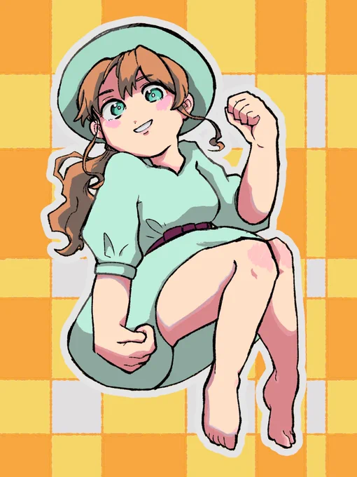 skebをするにあたり人の絵もOKです  ということを表現するために描いた女の子ですが、謎ポーズです