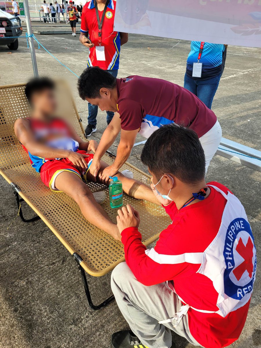 philredcross's tweet photo. Amidst the Western Visayas Regional Athletic Association Meet in Aklan, PRC volunteers & staff provided crucial medical assistance to student athletes. From muscle cramps to severe chest pain, we're here to help. Proud to support our community when they need us most. #RedCrossPH https://t.co/J23QOnqY1A