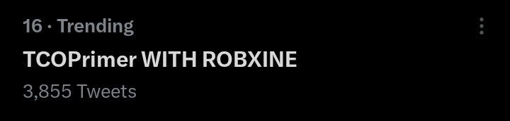 We are now trending on sixteenth spot with three thousand eight hundred fifty five tweet counts. Let’s keep the fresh tweets coming, Shortcakes!

TCOPrimer WITH ROBXINE
#RobXine