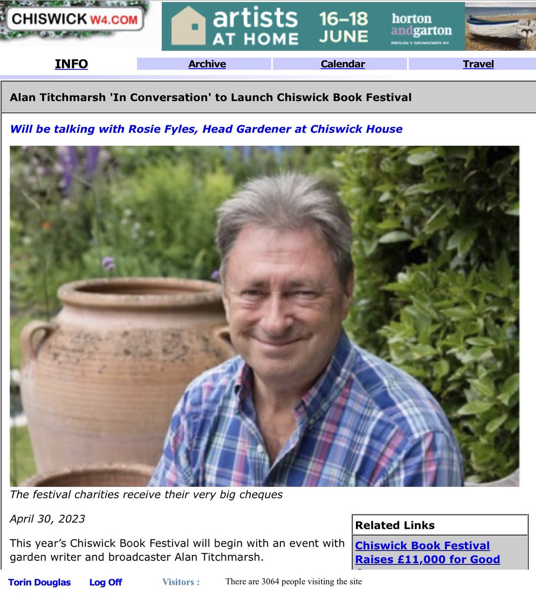 Alan Titchmarsh in conversation with Rosie Fyles, head of gardens @Chiswick_House at launch of #ChiswickBookFest in September. @TitchmarshShow @RosieFyles See @ChiswickW4 story: 
chiswickw4.com/default.asp?se…
