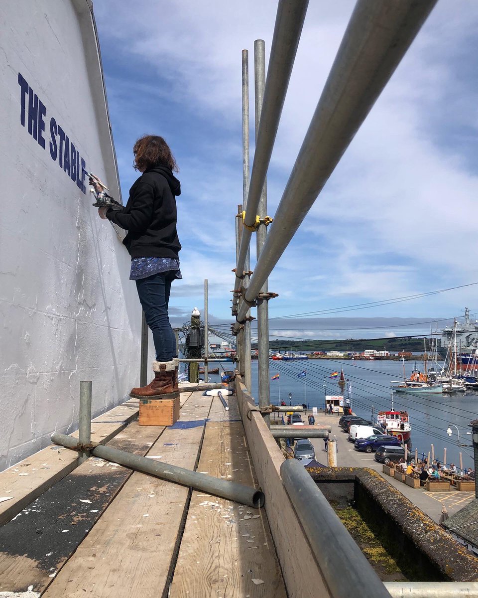 Up in the clouds in Falmouth yesterday. 👩🏻‍🎨 #signwriter #cornwall #falmouth #signpainter #mural