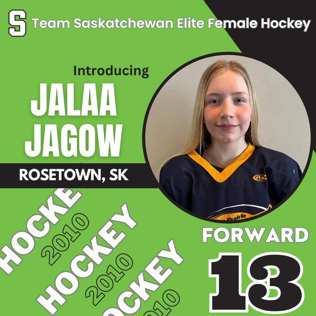 Pleased to welcome Jalaa Jagow to the 2010 Team Saskatchewan Elite Female Hockey team. <a href="/team_sask/">Team Sask</a>