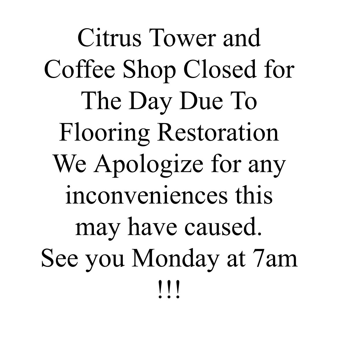 TheCitrusTower's tweet photo. See you Monday! We deeply apologize for any inconvenience 🤍 https://t.co/AY62B85UPt