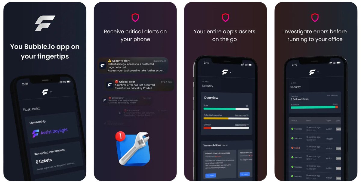 thebdk1's tweet photo. Check out Flusk - the all-in-one monitoring tool for @bubble apps

Built by @FluskEU team using @bubble
+ bdk native, you can provide comprehensive security to your users and protect their data!  

iOS &amp; Android Apps: https://t.co/wJr7fNAa65 https://t.co/WQhDQSBUpz