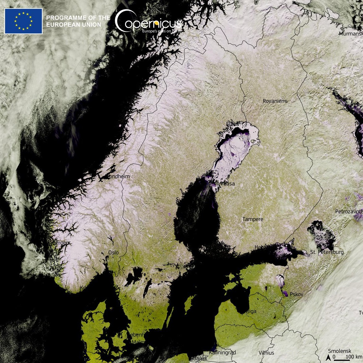 We wish our followers and friends all over Northern Europe and Scandinavia a wonderful Walpurgis Night 🔥🎶

⬇️#Copernicus #Sentinel3🇪🇺🛰️ captured this cloudless view over the region on 2 April