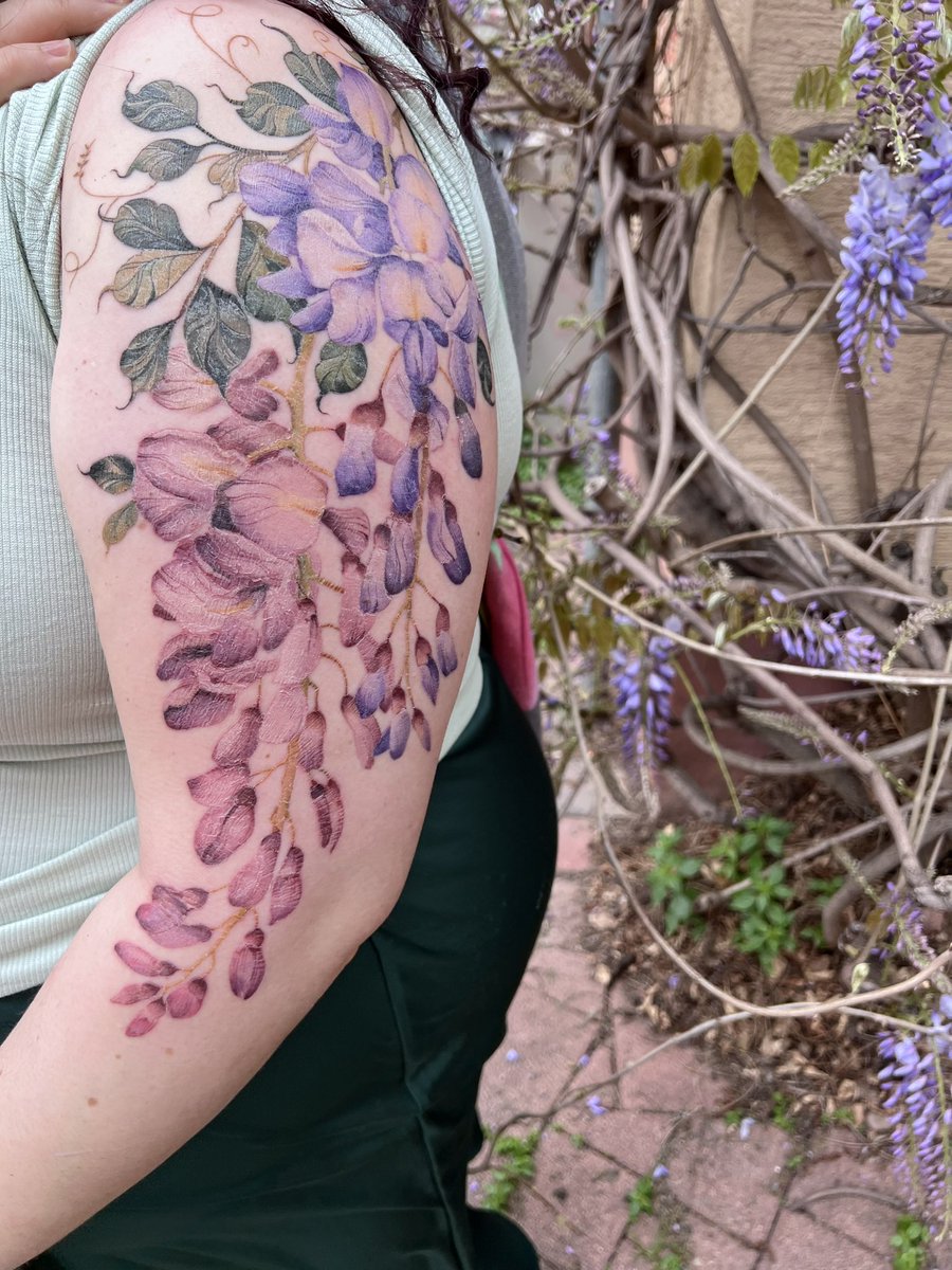 A better shot of my wisteria tattoo, no filter.