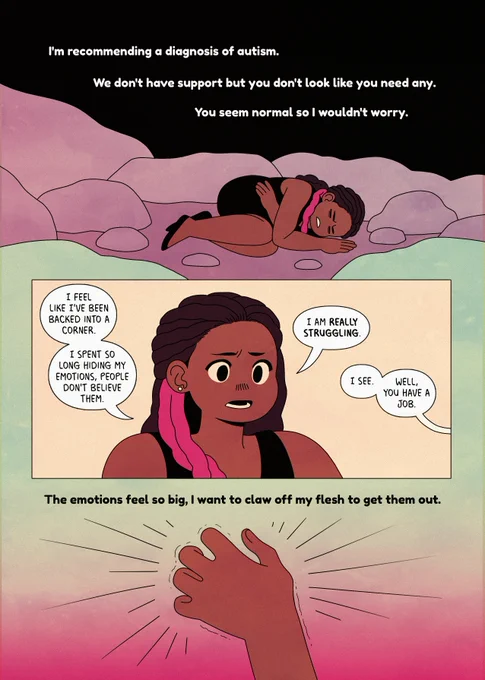 Shoutout to all the autistics just trying to get through the day ✌️  And super special shoutout to @Girl_Unleeshed for writing this comic! #AutismAcceptanceMonth