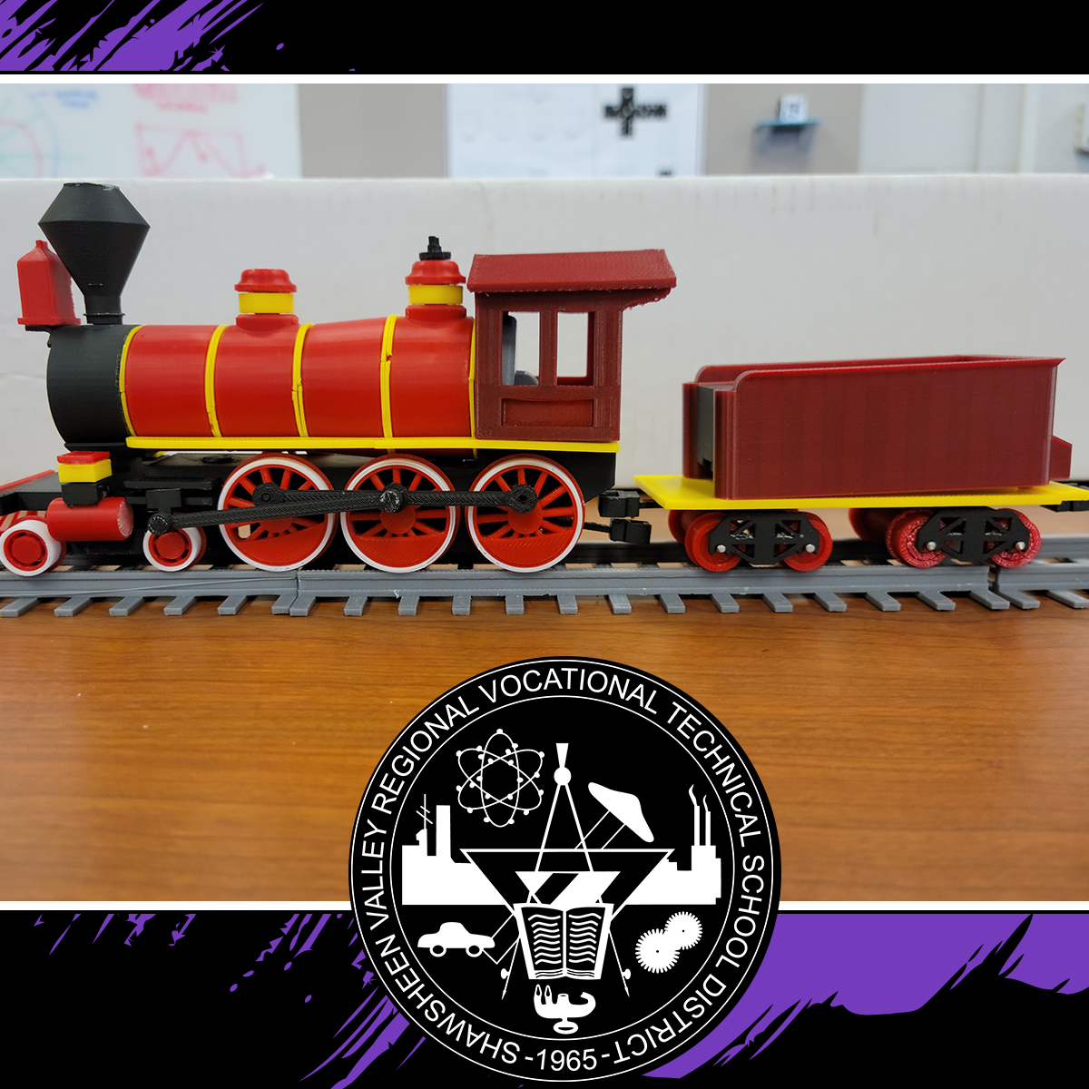 shawtech_hs's tweet image. Tenth-grade #drafting student John Canadas created a locomotive train and tender car with tracks. The model consists of 102 parts that snap together and move/rotate as they would on a real train. #ShawTechCTE #ShawTechSuccess
