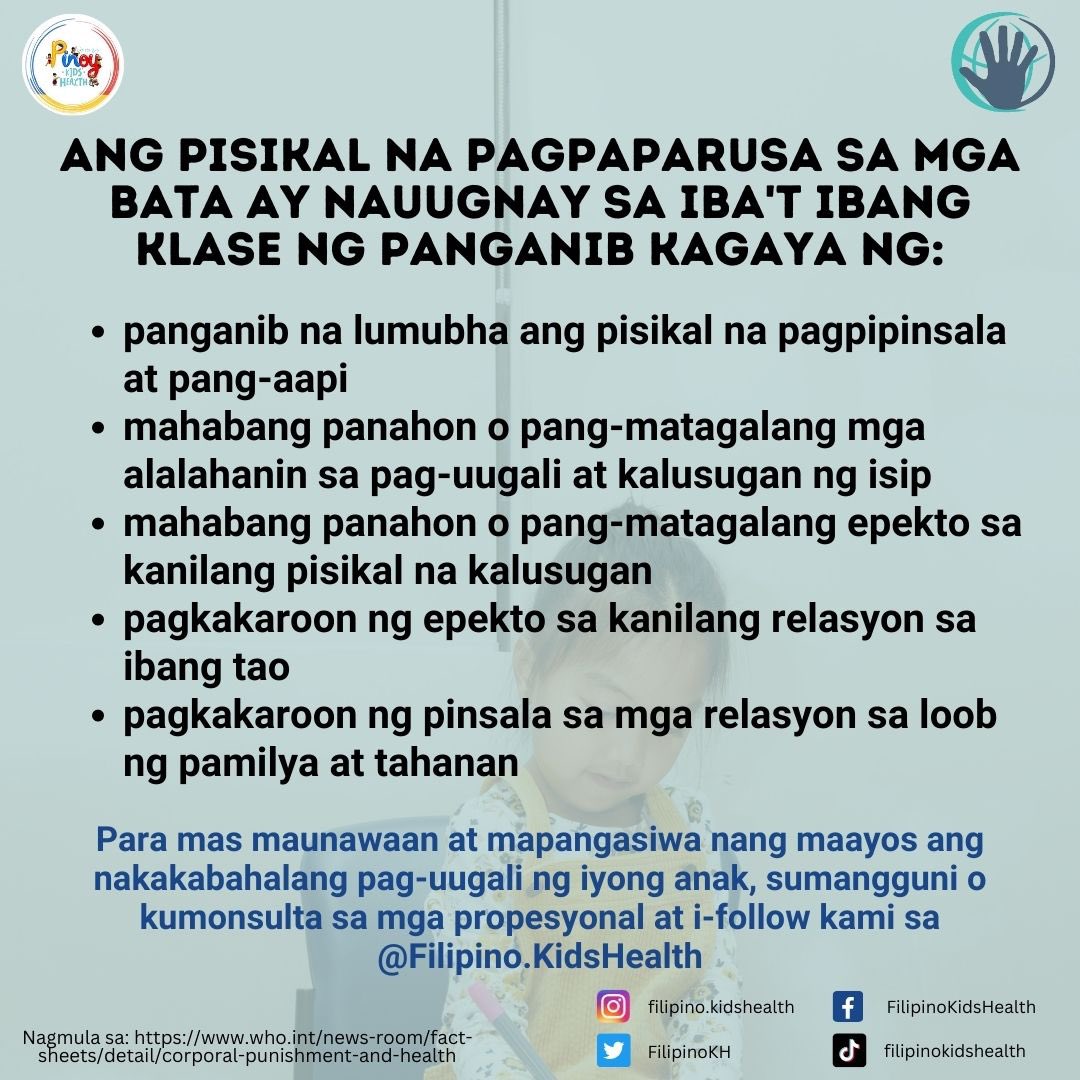 April 30th is the International Day to End Corporal Punishment.

Ang Abril 30 ay ang Pandaigdigang Araw Para Wakasan ang Pisikal na Pagpaparusa.

#BillS251 #Repeal43 @StanKutcher #filipinokids #filipinokidshealth #kids #health #children #parenting #toddler #OurKidsHealth