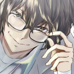 1boy male focus glasses solo smile brown hair brown eyes  illustration images