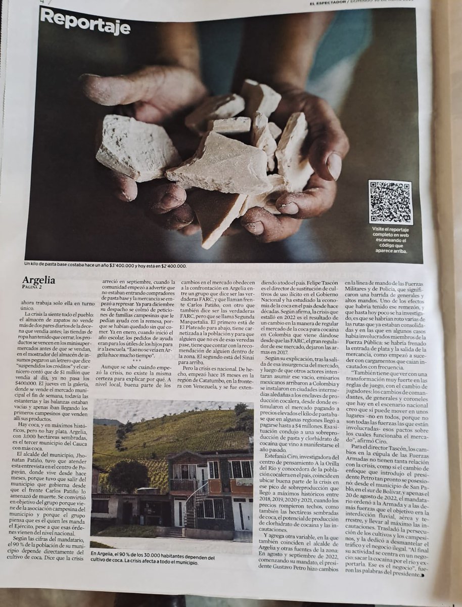 La crisis de la coca tiene al campesinado al borde del hambre. Con <a href="/TerumotoFukuda/">Terumoto Fukuda 🇯🇵🇨🇴</a> viajamos a Argelia, en el Cauca, para documentar cómo está sobreviviendo la población que depende de ese cultivo para comer. 1/6