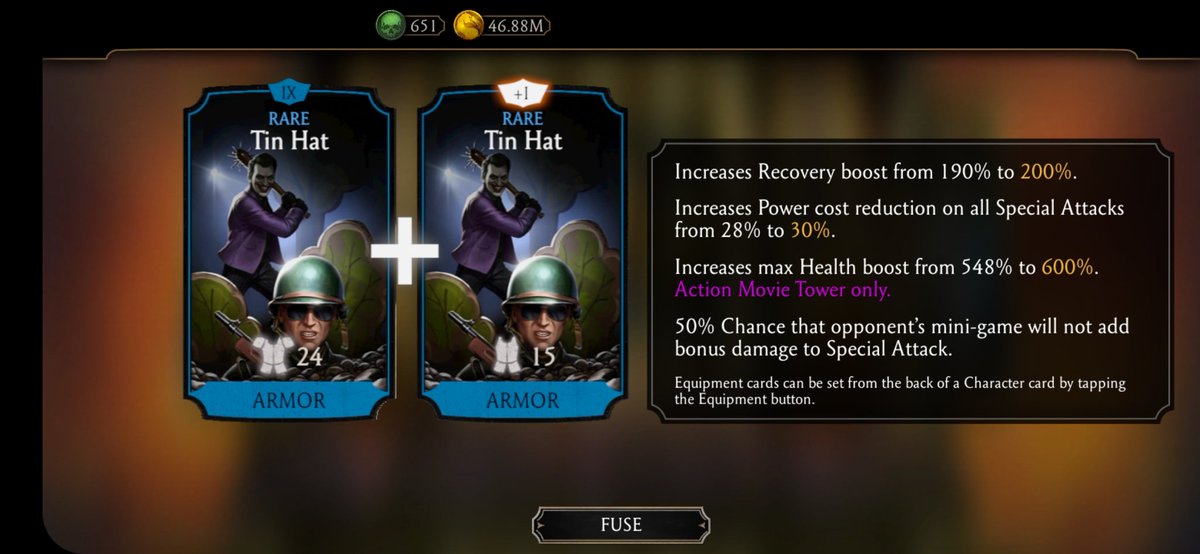 whailler4ever's tweet photo. Nasty reward system 
AMT Normal round 5: 110;
AMT Fatal round 3: 160
Now maxed Tin Hat, what next?
No accessory! Weird. 
#mkmobile #mkmobilegame https://t.co/eAbzRcPvaU