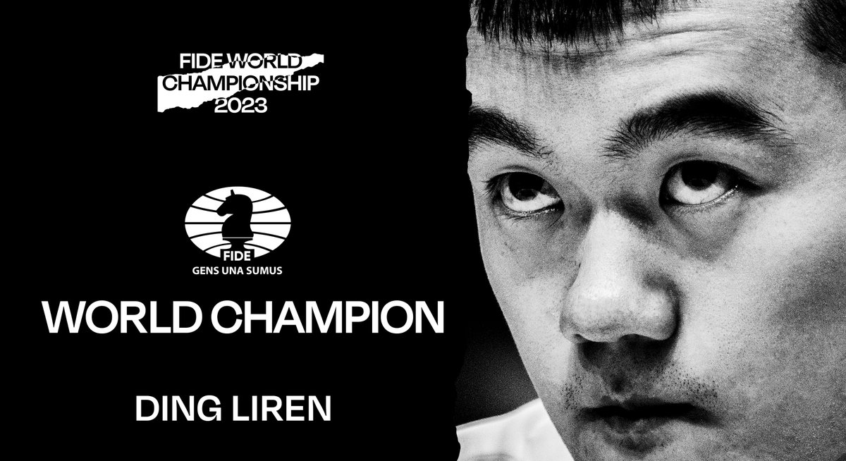 Ding Liren is the 2023 FIDE World Champion! 🏆♟️👏 Ding prevailed over Ian Nepomniachtchi in the last rapid tie-break game of one of the most exciting and dramatic matches in chess history. #NepoDing