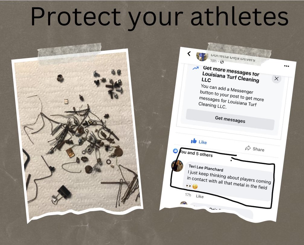 14_0productions's tweet photo. Keep your athletes safe! Removing metal from turf fields if extremely important. Make sure you contact Louisiana Turf Cleaning LLC to get on the books for this summer! Just look at what comes up out the turf when it’s cleaned properly!

Louisiana Turf Cleaning LLC
504-453-6950
CaryMyers5@gmail.com