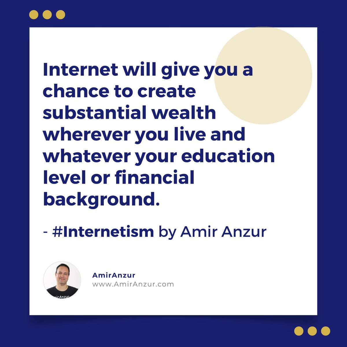 AmirAnzur's tweet photo. Internet will give you a chance to create substantial wealth wherever you live and whatever your education level or financial background.
#InternetWealth #Entrepreneurship #DigitalOpportunities https://t.co/DD7TnHcg3Y
