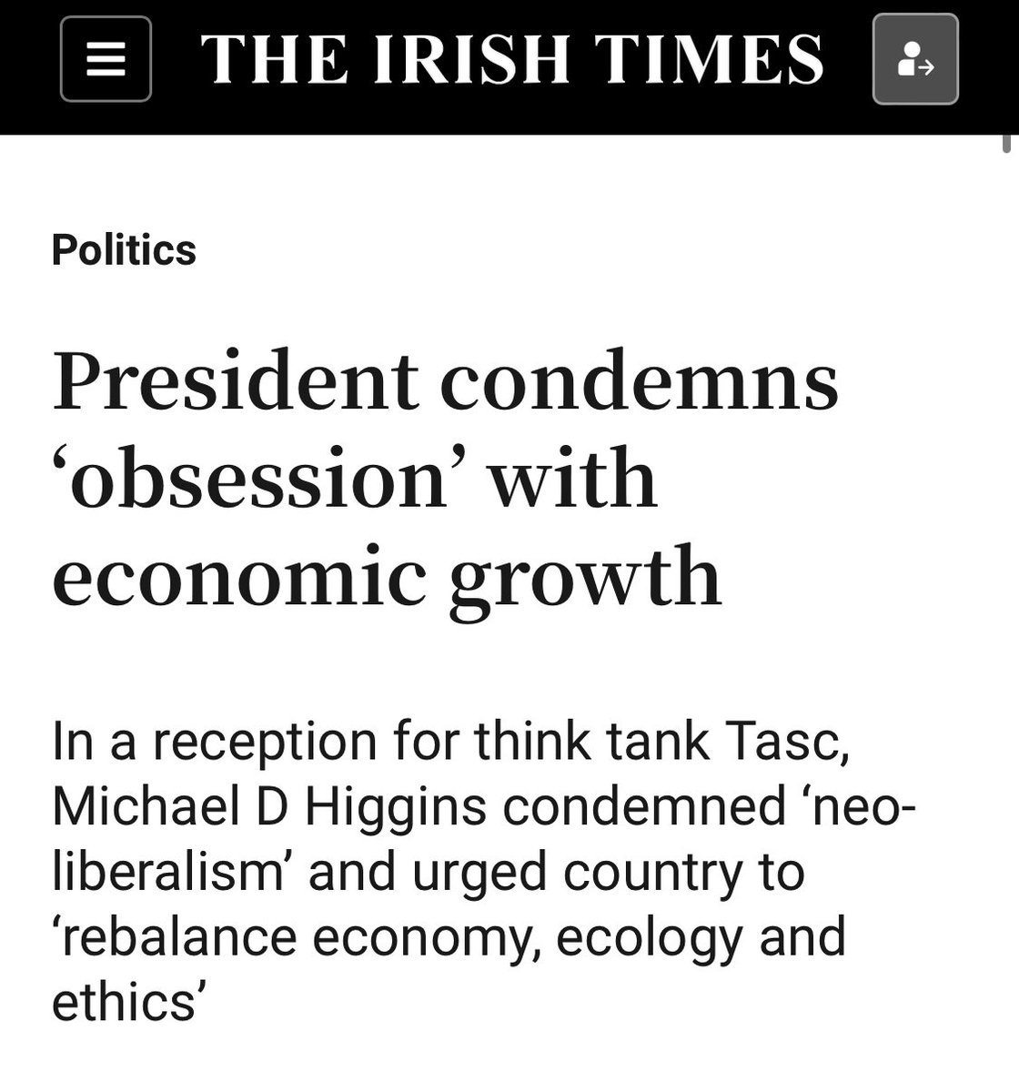 JPHilllllll's tweet photo. Damn the president of Ireland sounds cool as hell https://t.co/8HJUUvzqJ9