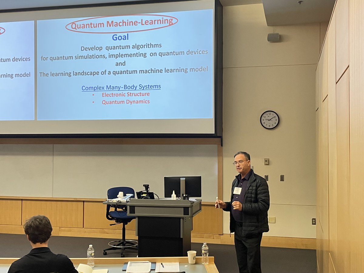 Sabre Kais (@PurdueChemistry and @CtrQuantumTech Director) is giving the first lecture of the day at the @QuantumSciCtr Summer School. Join us live to learn about quantum machine learning algorithms. youtube.com/quantumcoffeeh…