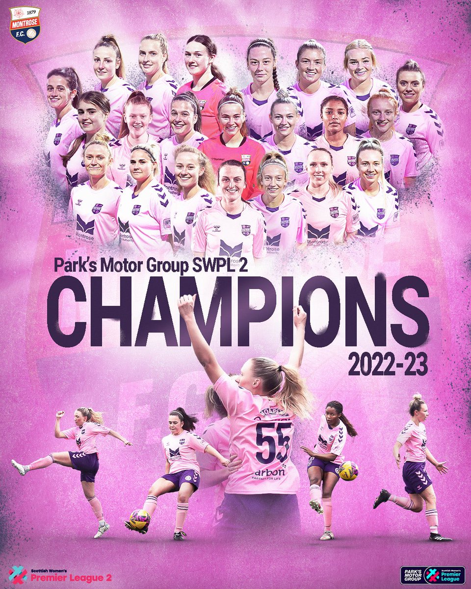 Scottish Women's Premier League (@swpl) on Twitter photo Congratulations to <a href="/MontroseFCW/">Montrose FC Women</a>, <a href="/parksmotorgroup/">Park's Motor Group</a> SWPL 2 Champions 2022/23 🏆
Back-to-back promotions secured 👏
🎨 <a href="/char_stace/">Charlotte Stacey</a> Congratulations to <a href="/MontroseFCW/">Montrose FC Women</a>, <a href="/parksmotorgroup/">Park's Motor Group</a> SWPL 2 Champions 2022/23 🏆
Back-to-back promotions secured 👏
🎨 <a href="/char_stace/">Charlotte Stacey</a>