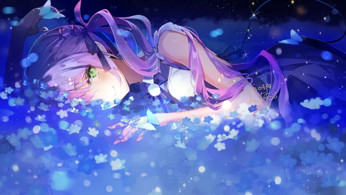 ネモフィラとトワ様  #TOWART #とわさまかわいいどとこむ すみません、一部処理をミスっていたのでもっかいupしました…!