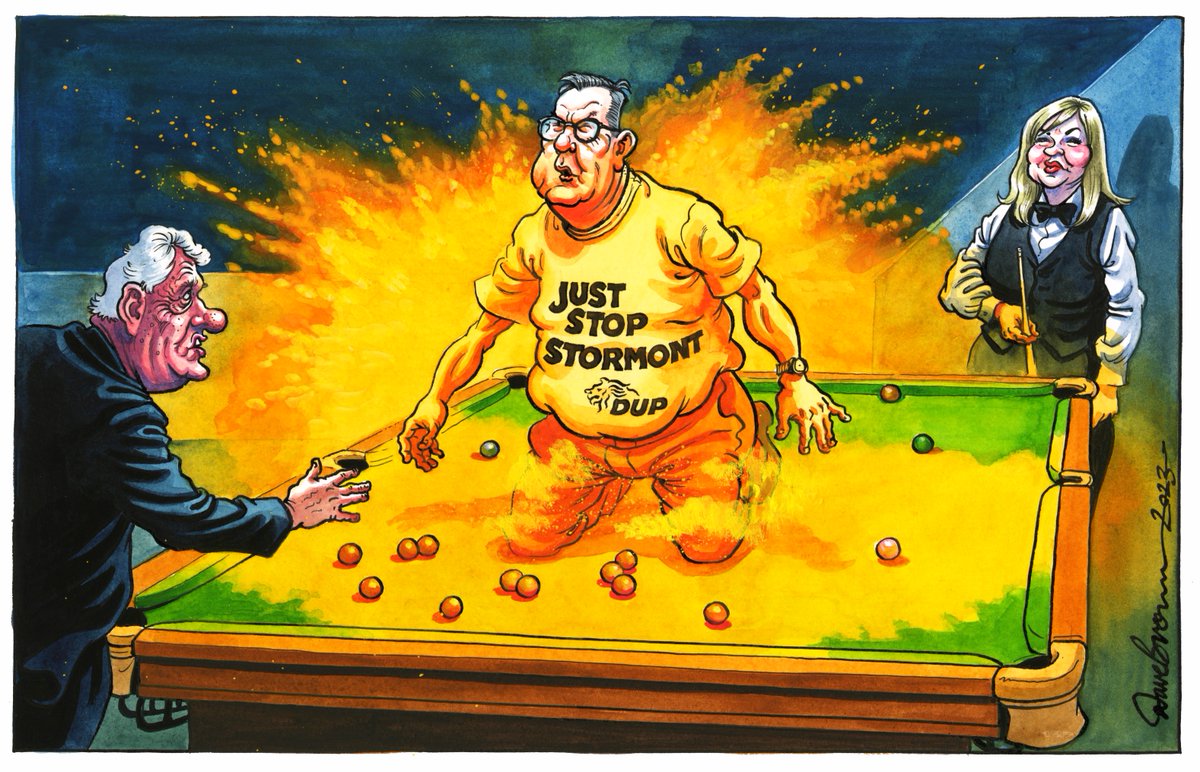 Tomorrow's @Independent cartoon... #BillClinton #JeffreyDonaldson #MichelleONeill #Ireland #NorthernIreland #StormontAssembly #DUP #SinnFein #GoodFridayAgreement #WindsorFramework #Snooker #SnookerWorldChampionship