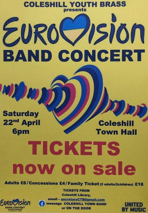ColeshillBand's tweet photo. Come join us for a night of lively and upbeat music as our local Coleshill Youth Brass Band presents a special concert featuring Eurovision songs!
We guarantee it will be a night to remember!

#brassband #music #Eurovision https://t.co/5HbaYnHwur