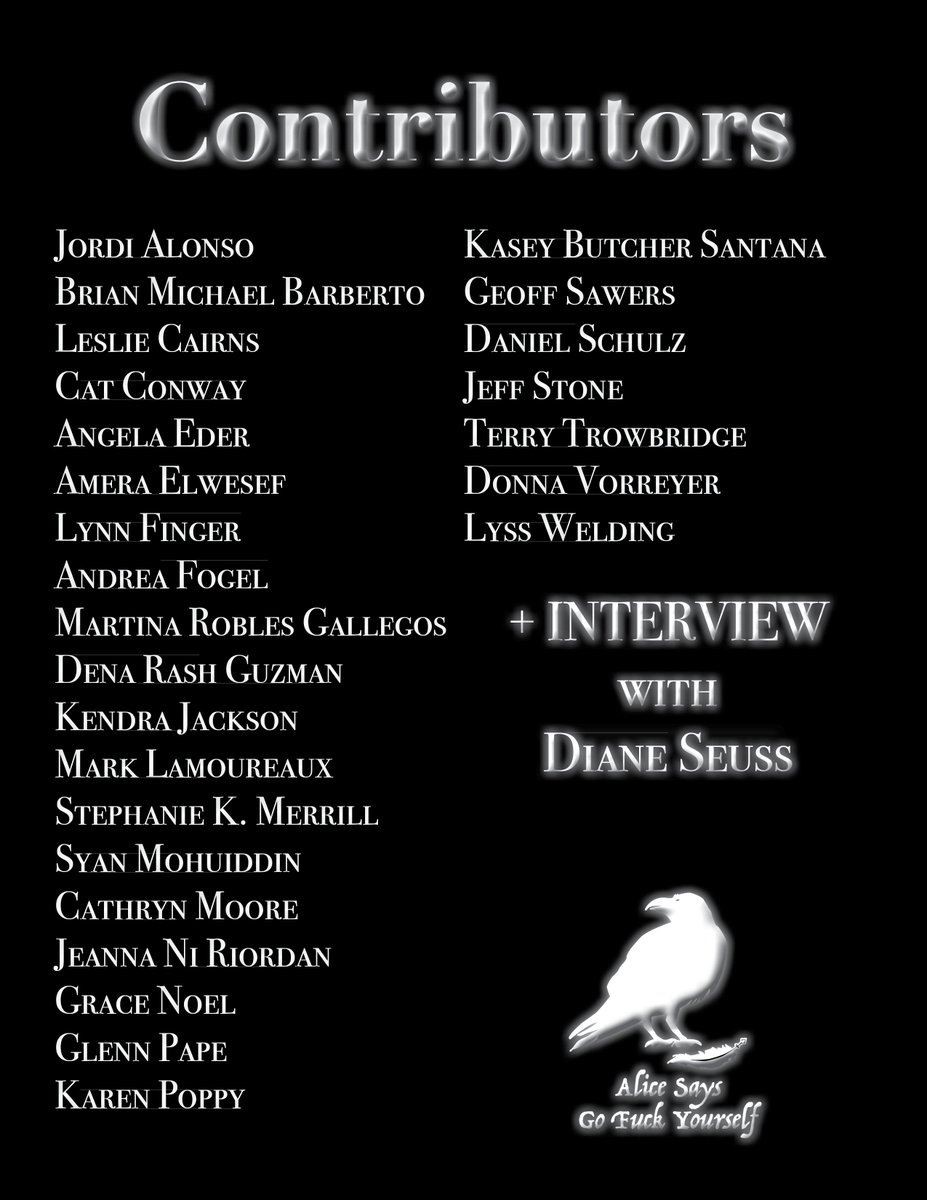 AliceSaysGoFU's tweet photo. Here is a peek at our contributor line-up for Issue 3: "in the spirit of Greta" ! This issue is still being compiled and final touches in play. Fear not about the delay, it is coming!!   #writing #art #literature #agapeeditions #alicesaysgofu https://t.co/mWbHLVCFEl